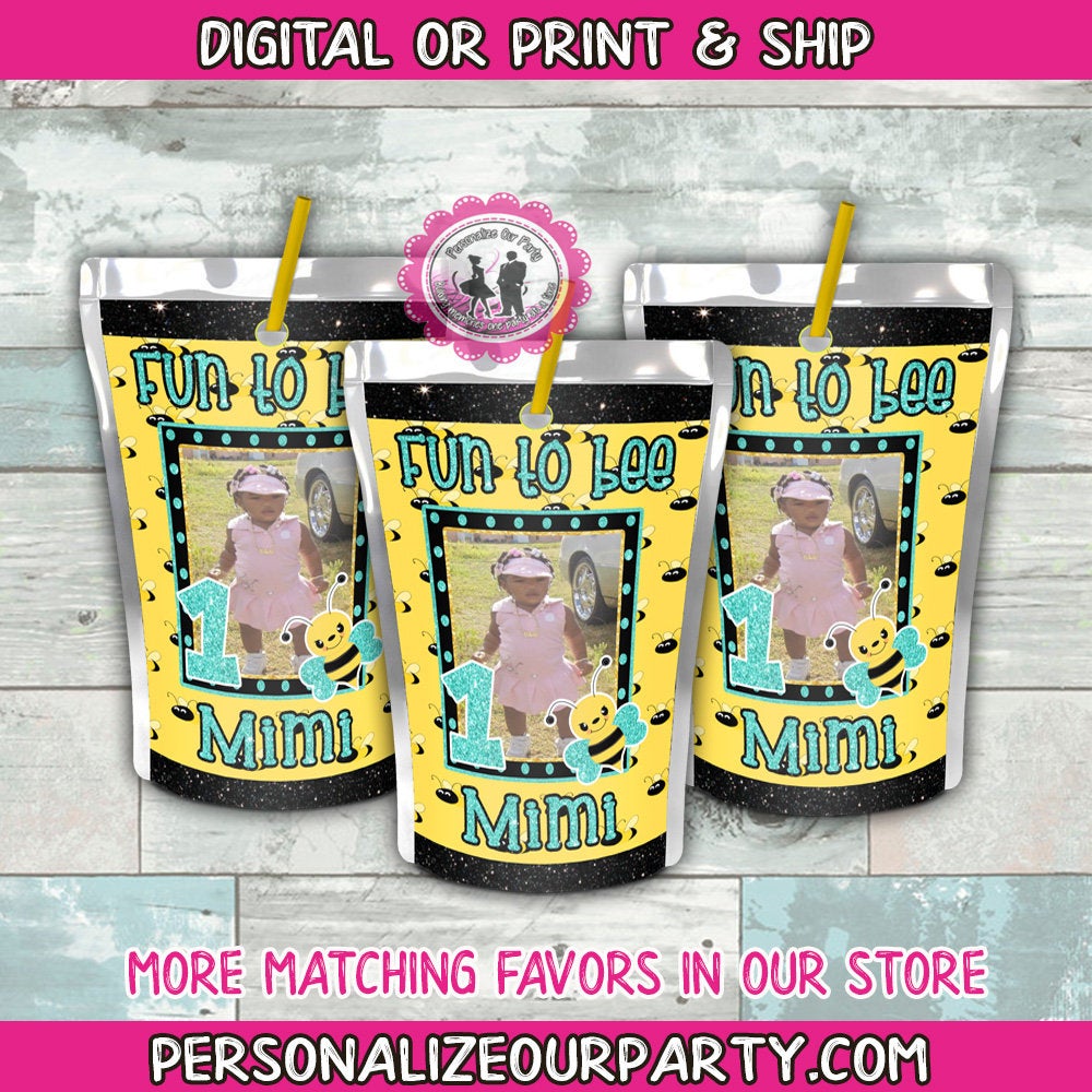 first birthday capri sun labels-bee party favors-digital-printed-perso – Personalize Our Party